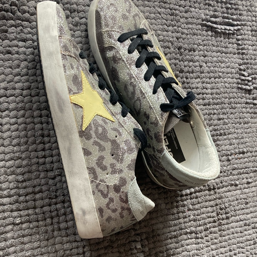 Golden Goose Glitter leopard print sneakers size 38 like new condition